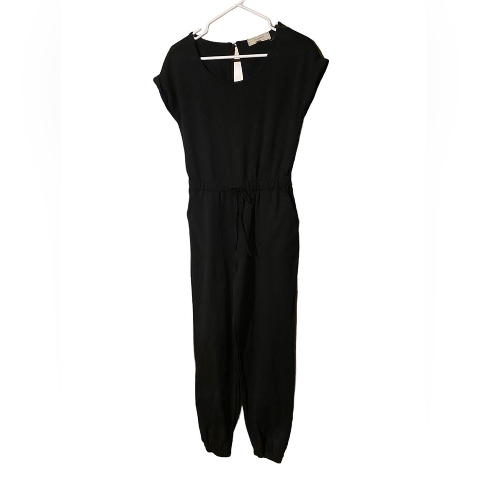 No Comment Jumpsuit Pantsuit Women’s Size small Black Drawstring Jogger Pockets